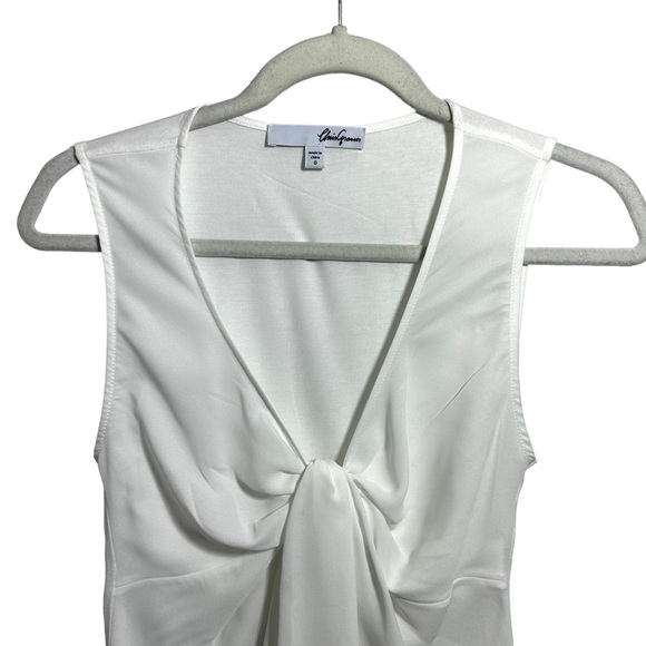 Chris Gramer Womens Sz 0 White V Neck Sleeveless Draped Blouse Tank Lightweight - Picture 2 of 6
